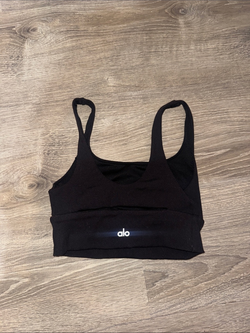 ALO Yoga Black Ribbed Crop Sports Bra